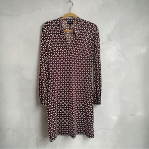 Laundry by Design Burgundy Geometric Long Sleeve Dress